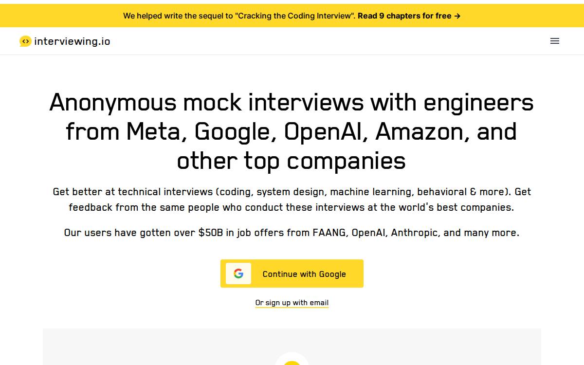 Interviewing website preview