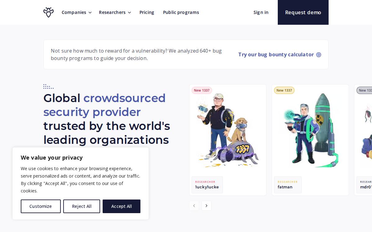 Intigriti website preview