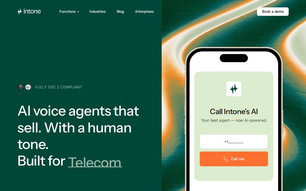 Intone website preview
