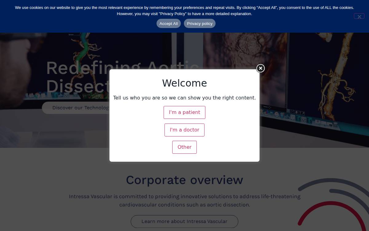 Intressa Vascular website preview