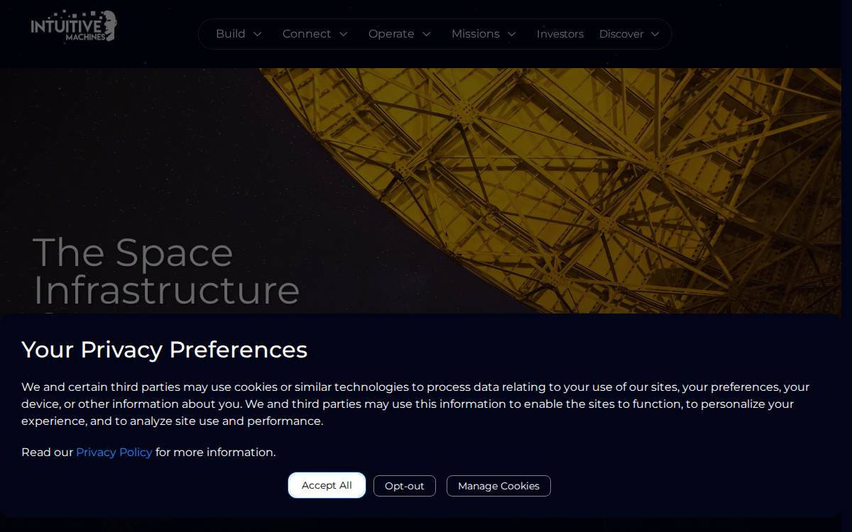 Intuitive Machines website preview