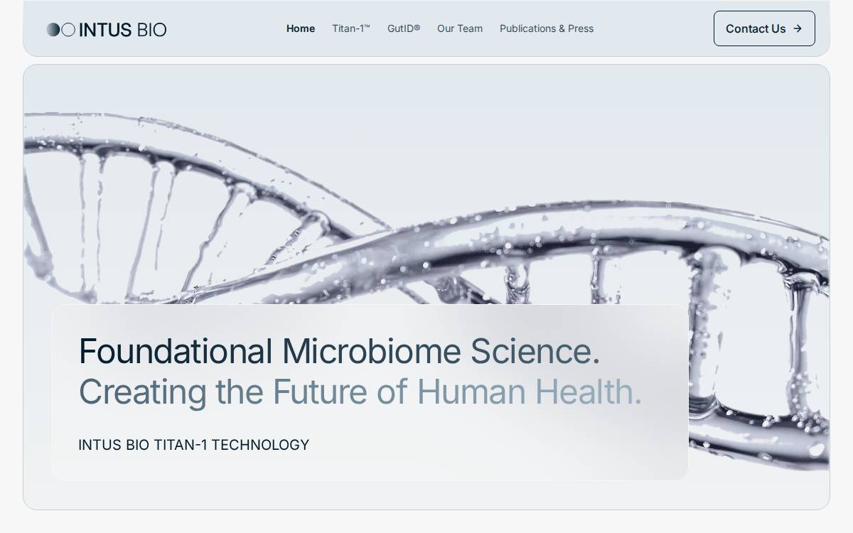 Intus Biosciences website preview