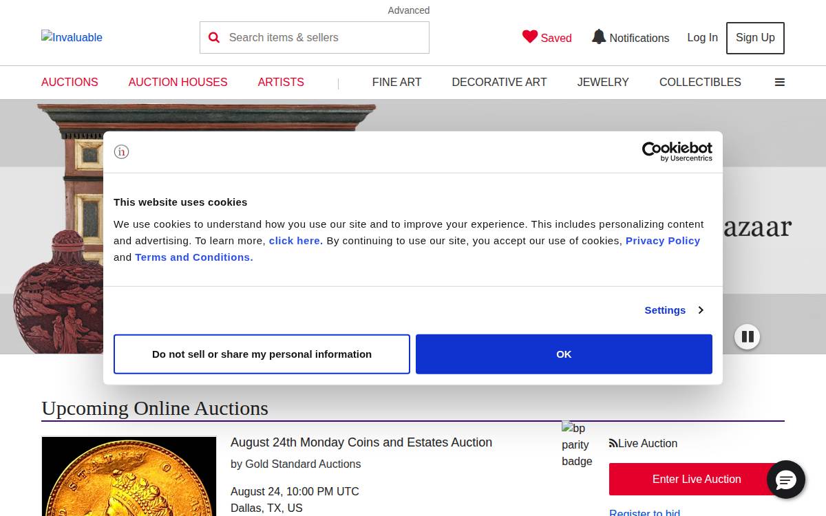 Invaluable website preview