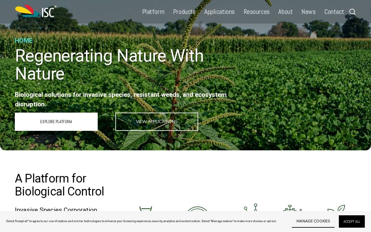 Invasivespeciescorporation website preview