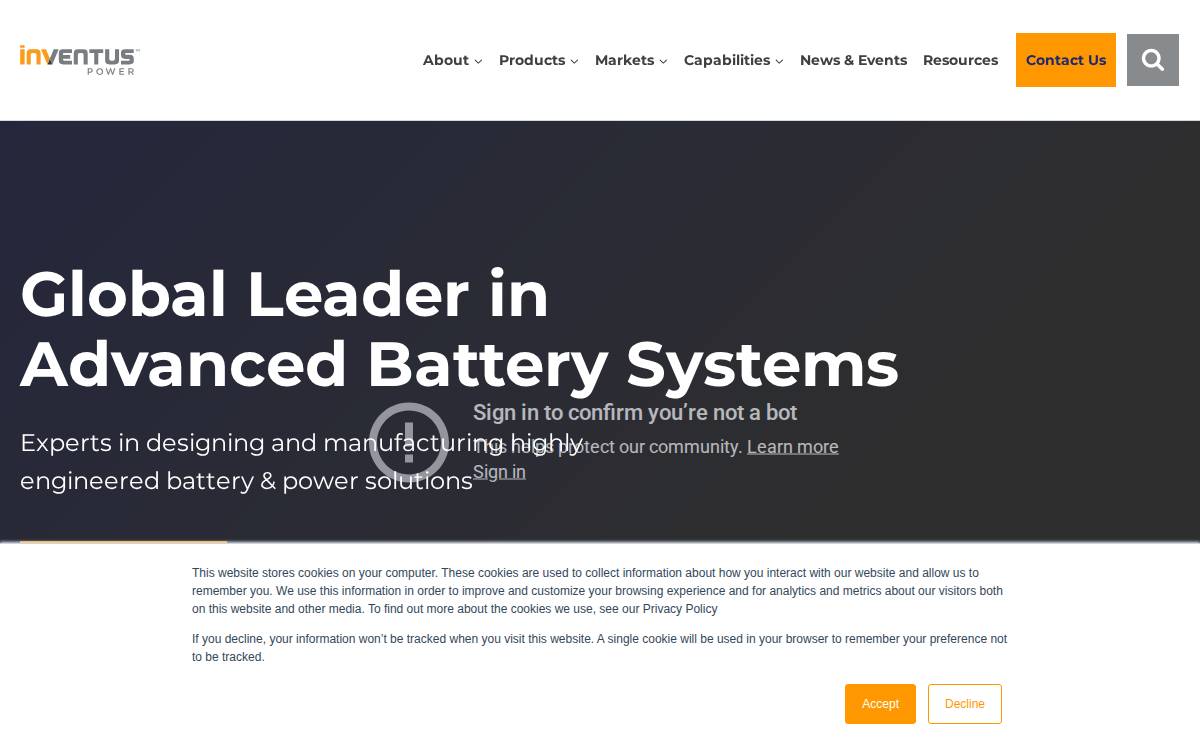 Inventus website preview