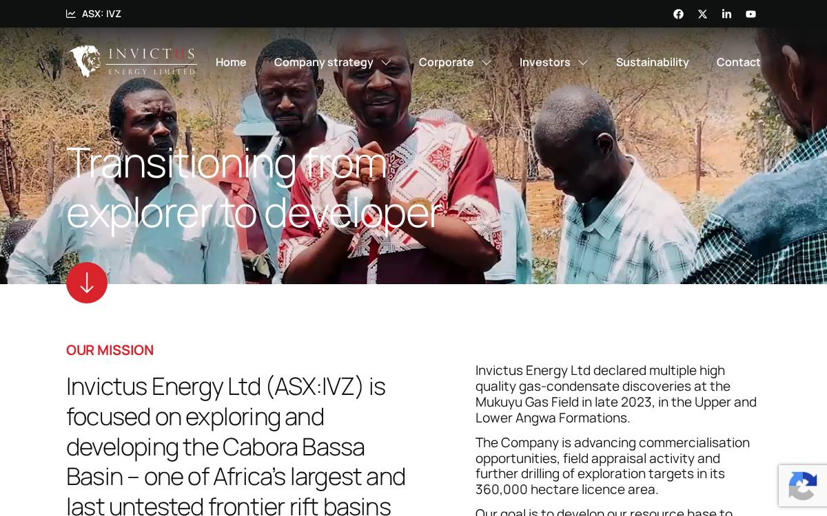 Invictus Energy Ltd website preview