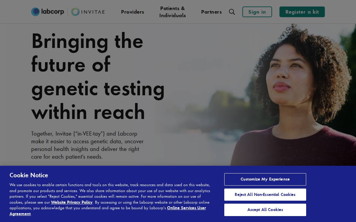 Invitae website preview