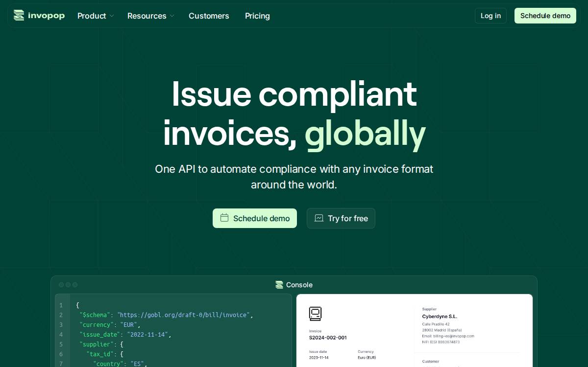 Invopop website preview