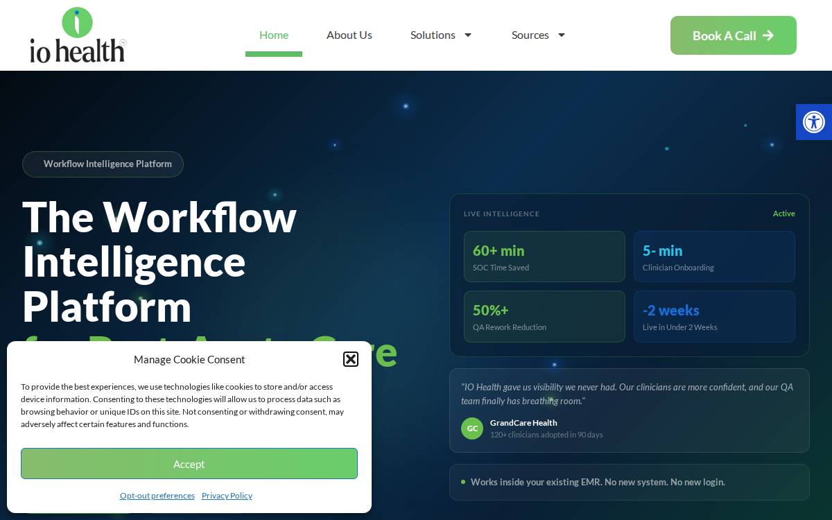 io Health website preview