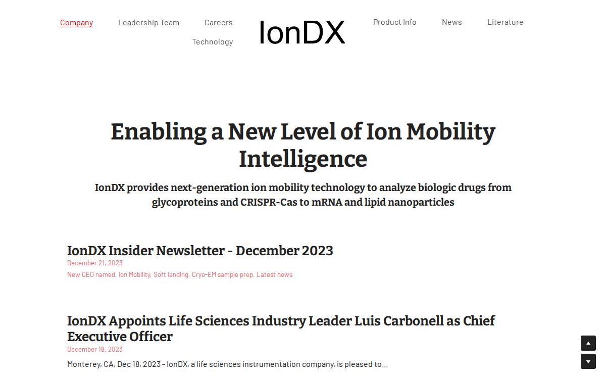 Ion Dx website preview