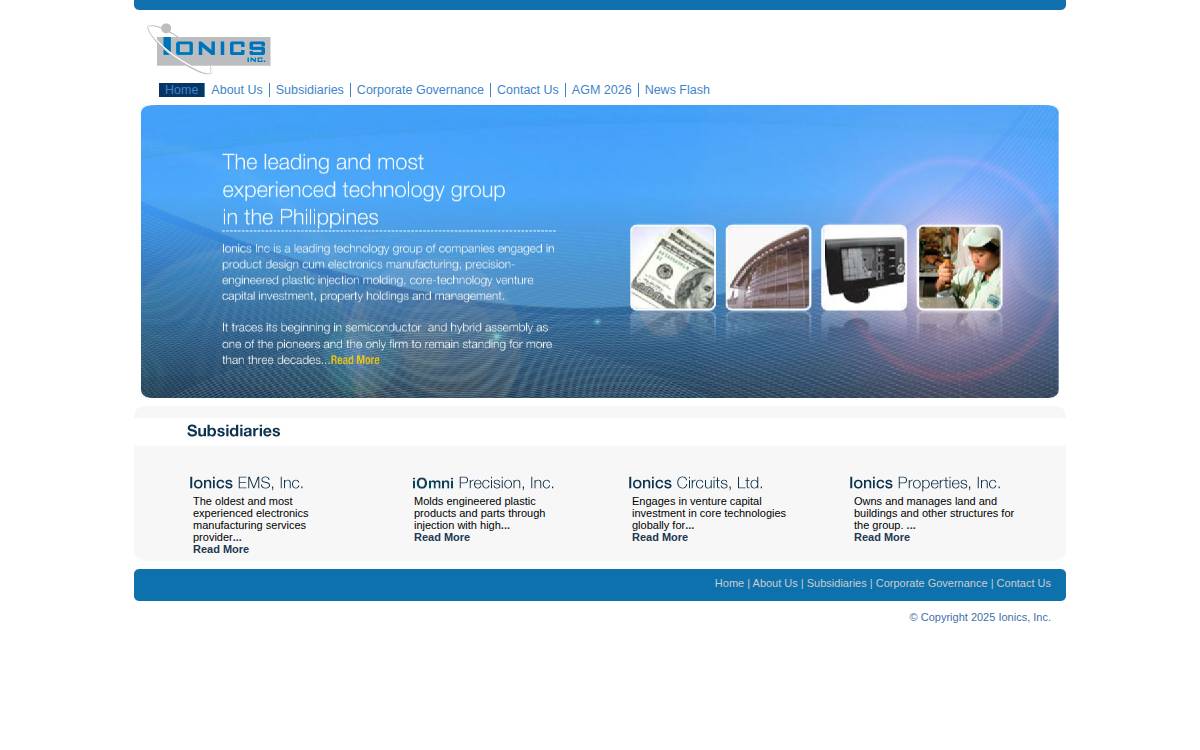 Ionicsgroup website preview