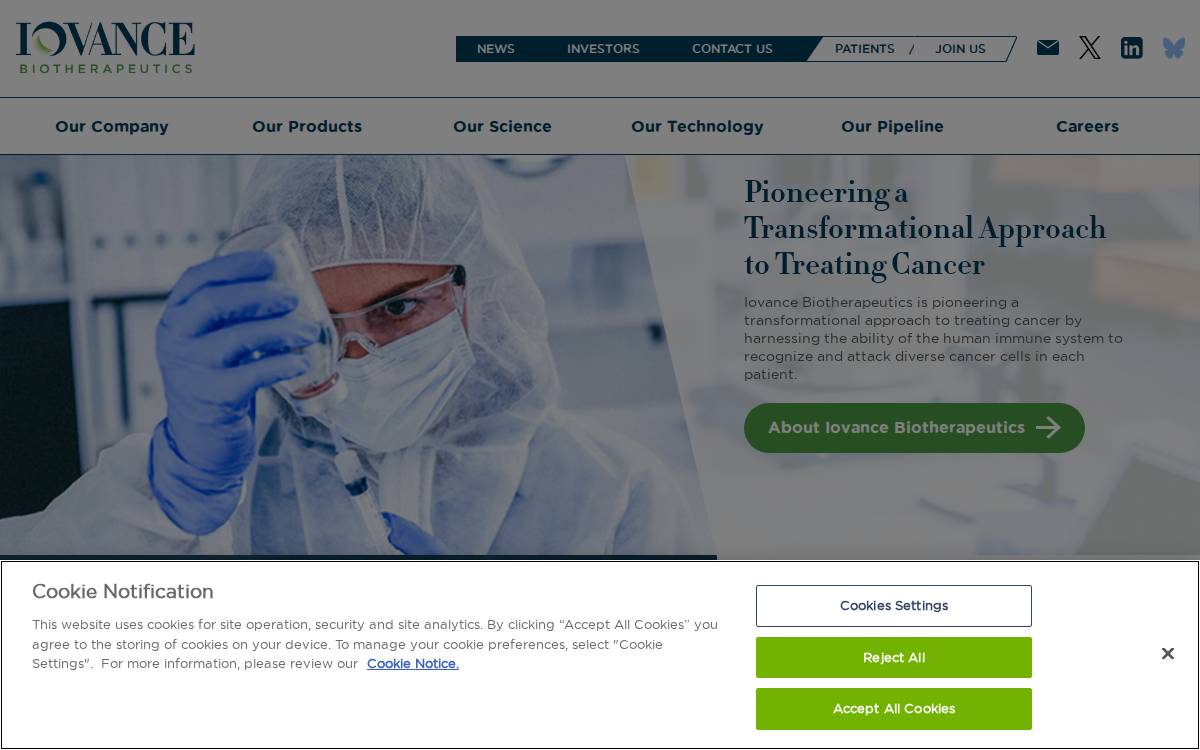 Iovance website preview