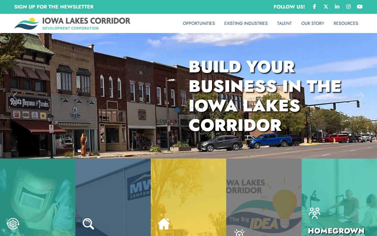 Iowa Lakes Corridor Development Corporation website preview