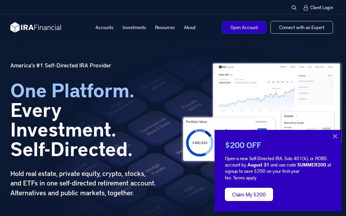 IRA Financial website preview