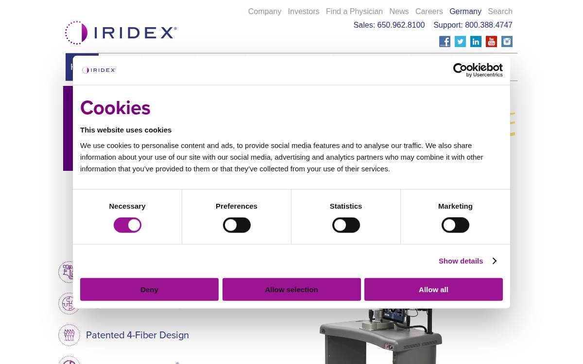 Iridex Corporation website preview
