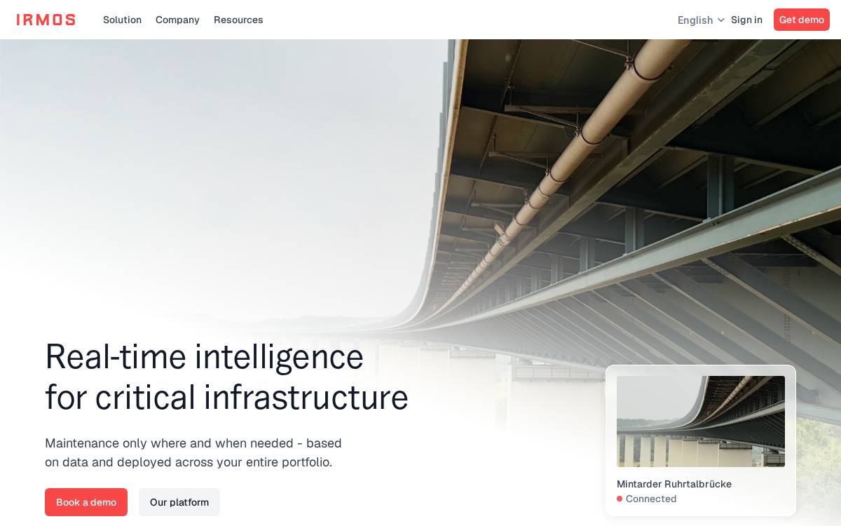 irmos technologies website preview