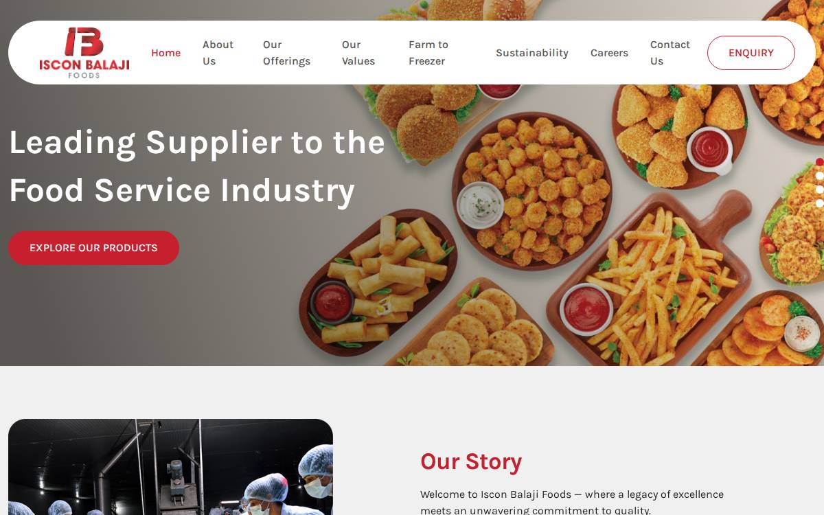 Isconbalajifoods website preview