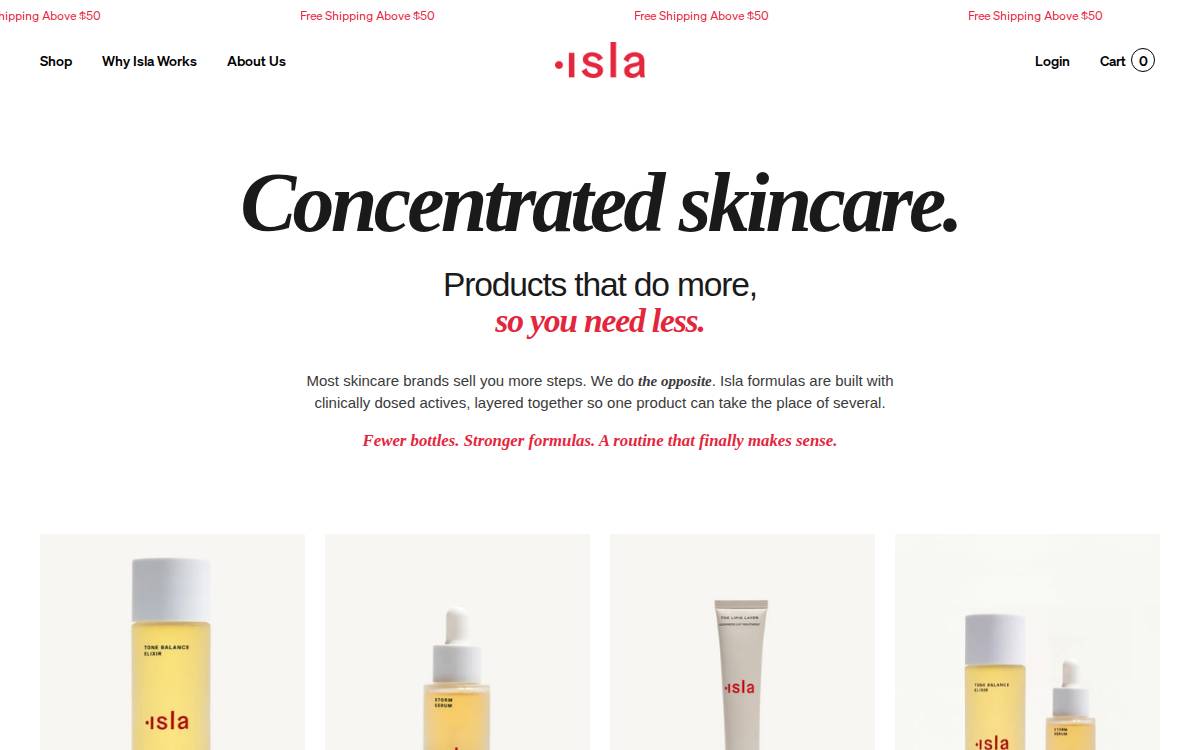 Isla Beauty website preview