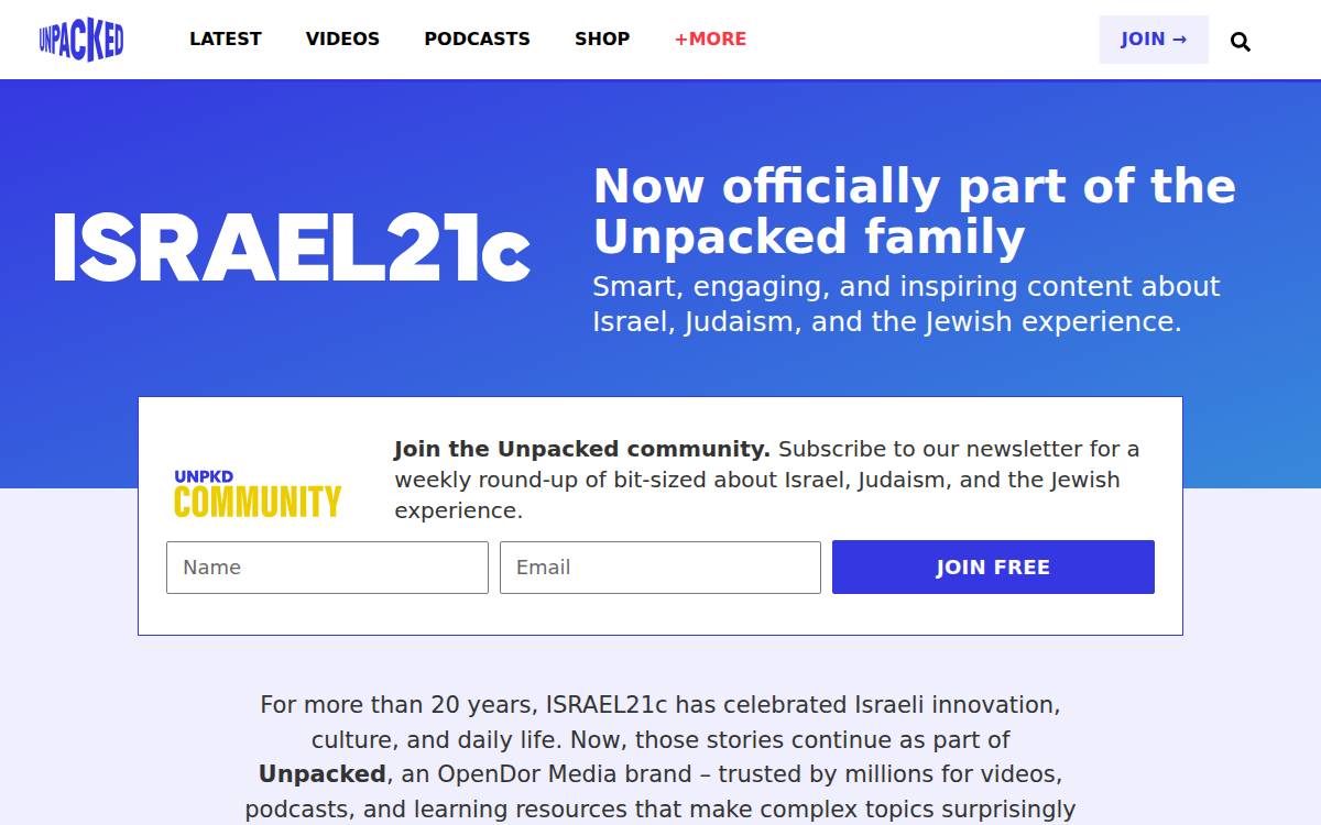 Israel21C website preview