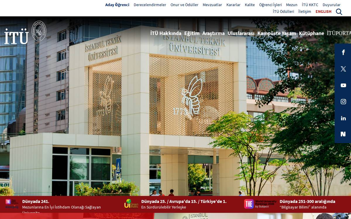 İstanbul Teknik Üniversitesi website preview