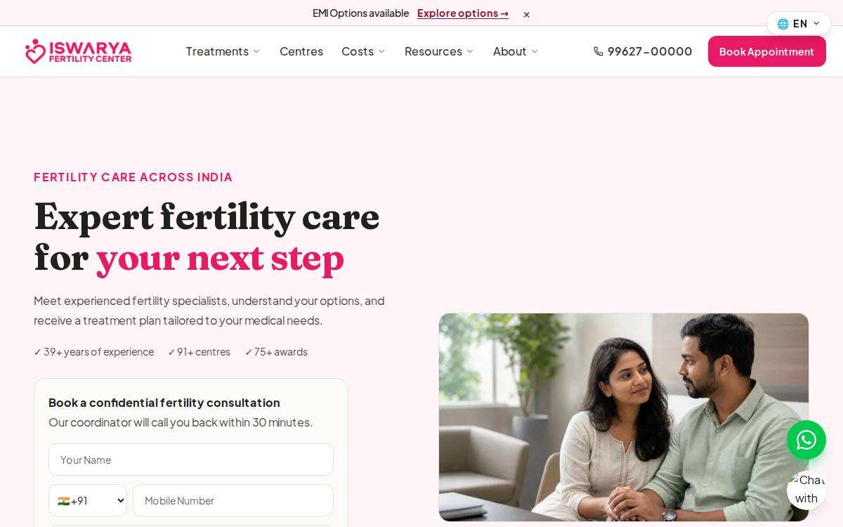 Iswarya Fertility website preview