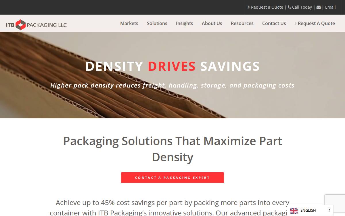 ITB Packaging website preview