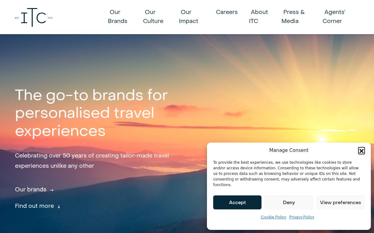 ITC Travel website preview
