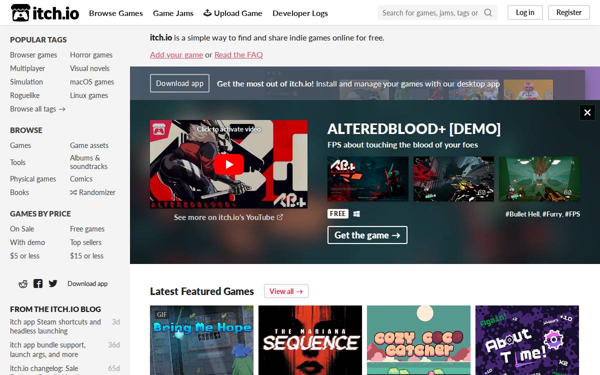 Itch website preview