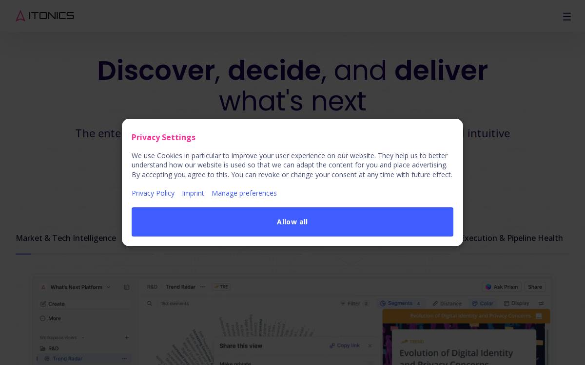 ITONICS website preview