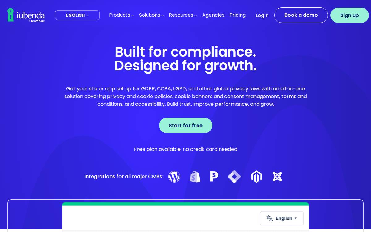 iubenda website preview