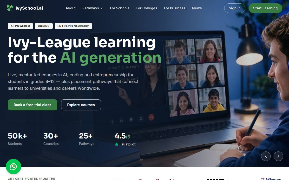 Ivyschool website preview