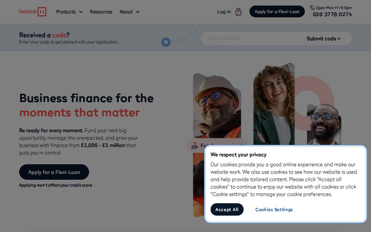 iwoca website preview