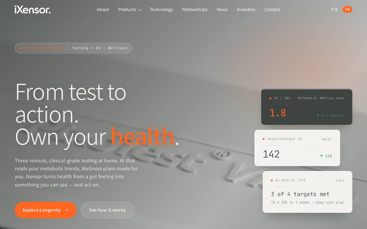 Ixensor website preview