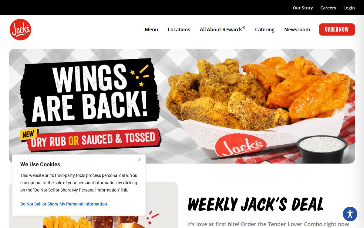 Jack's Family Restaurants website preview