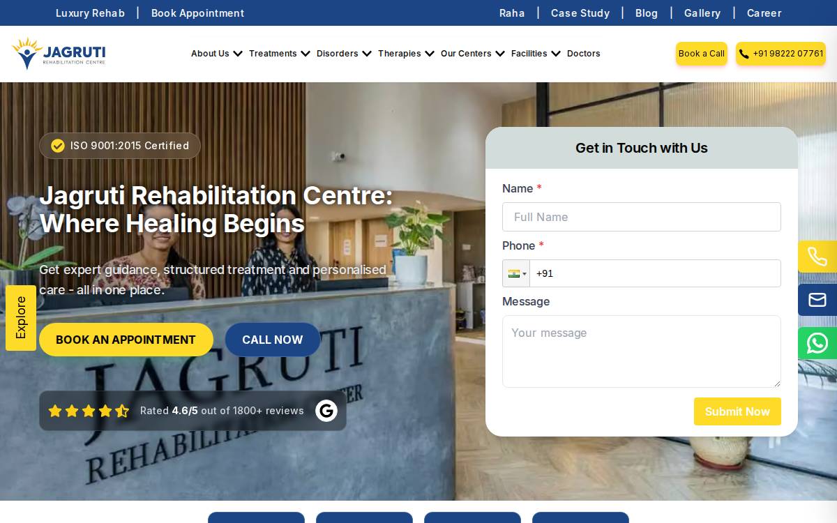 Jagruti Rehab website preview