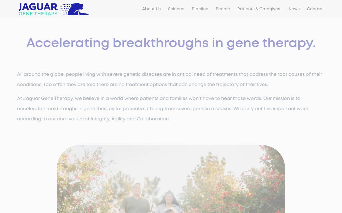 Jaguar Gene Therapy website preview