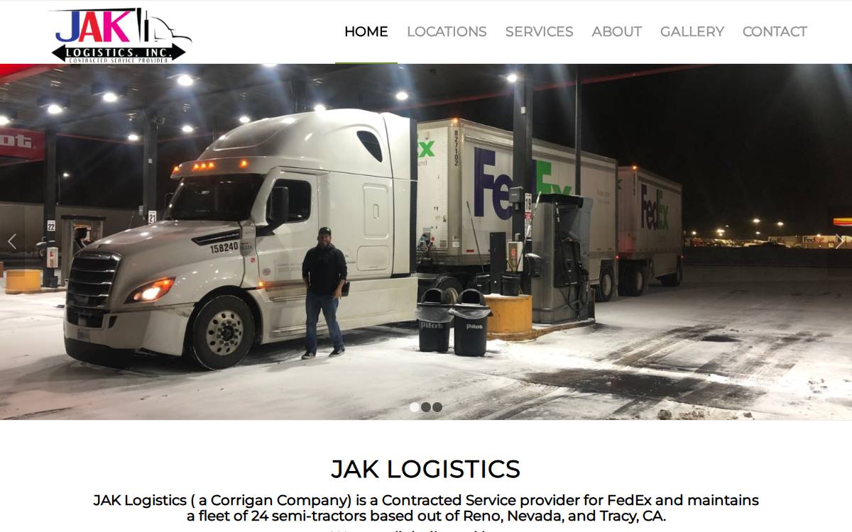 JAK Logistics website preview