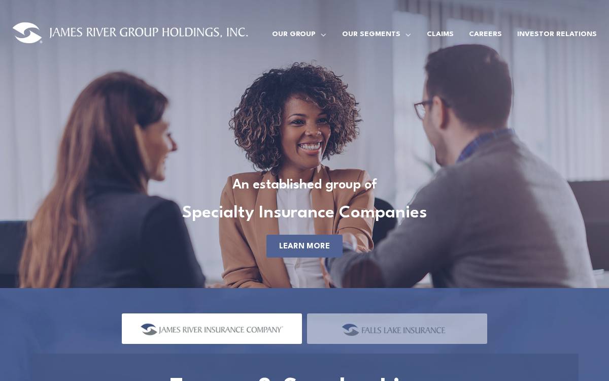 James River Insurance Company website preview