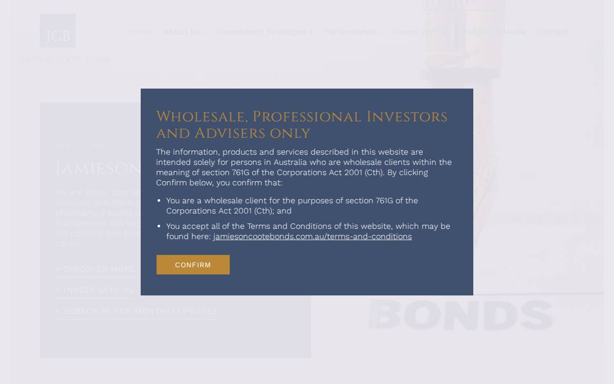 Jamieson Coote Bonds website preview