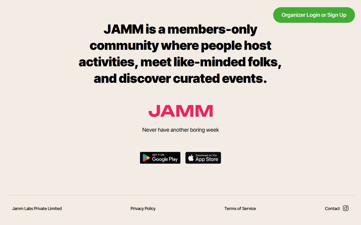 Jamm website preview