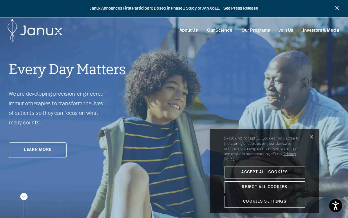 Janux Therapeutics website preview
