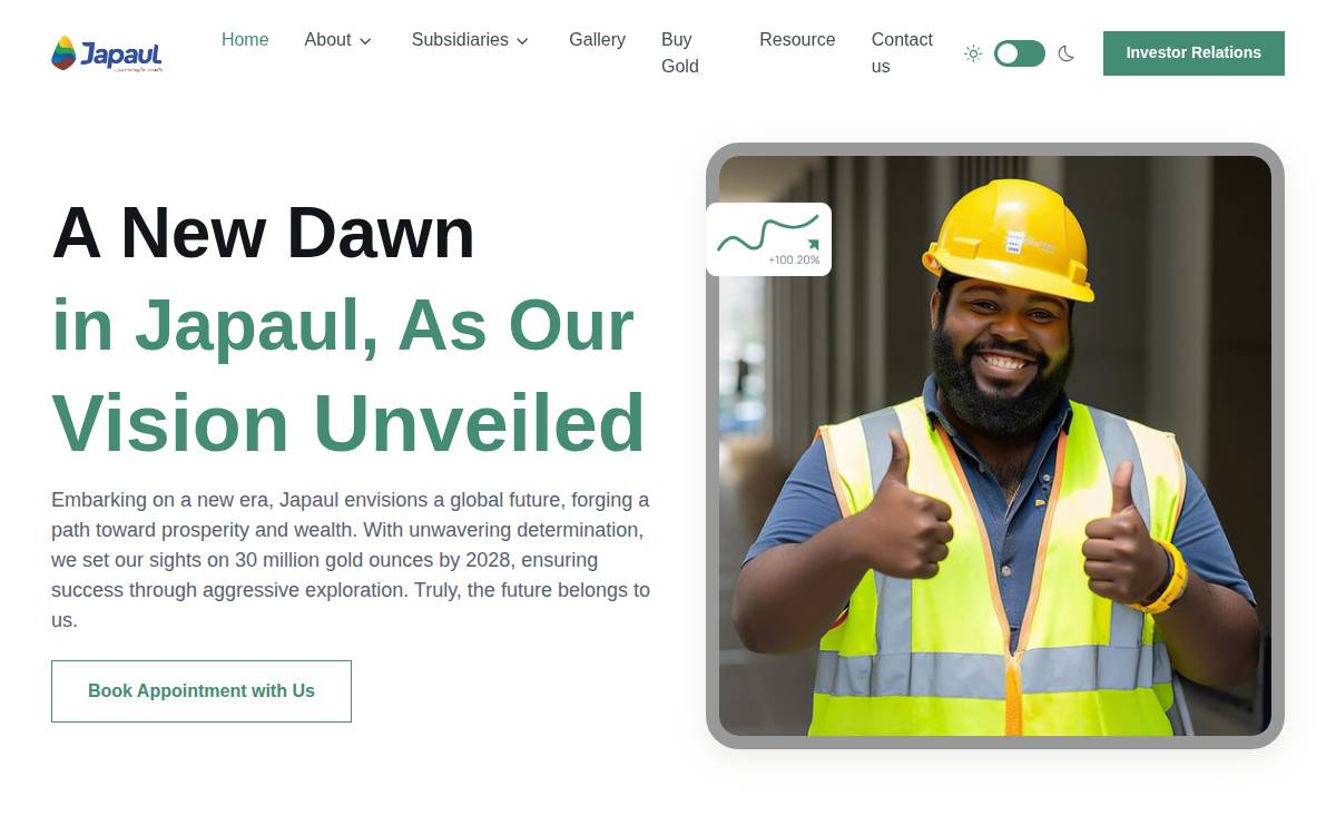 Japaul Gold website preview