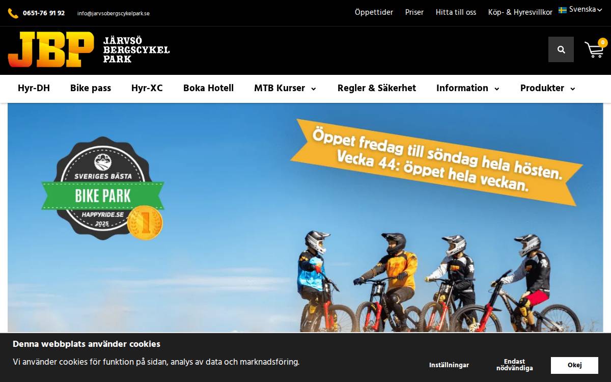 Järvsö Bergscykel Park website preview