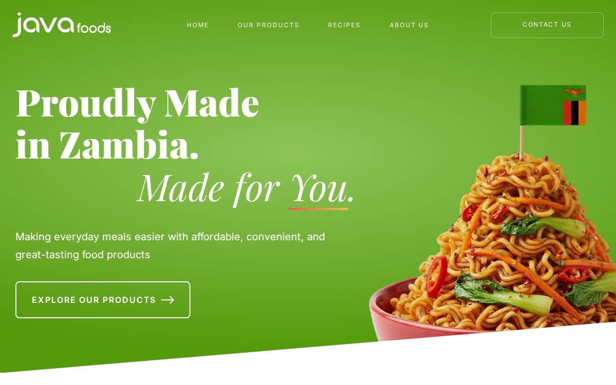 Java Foods website preview