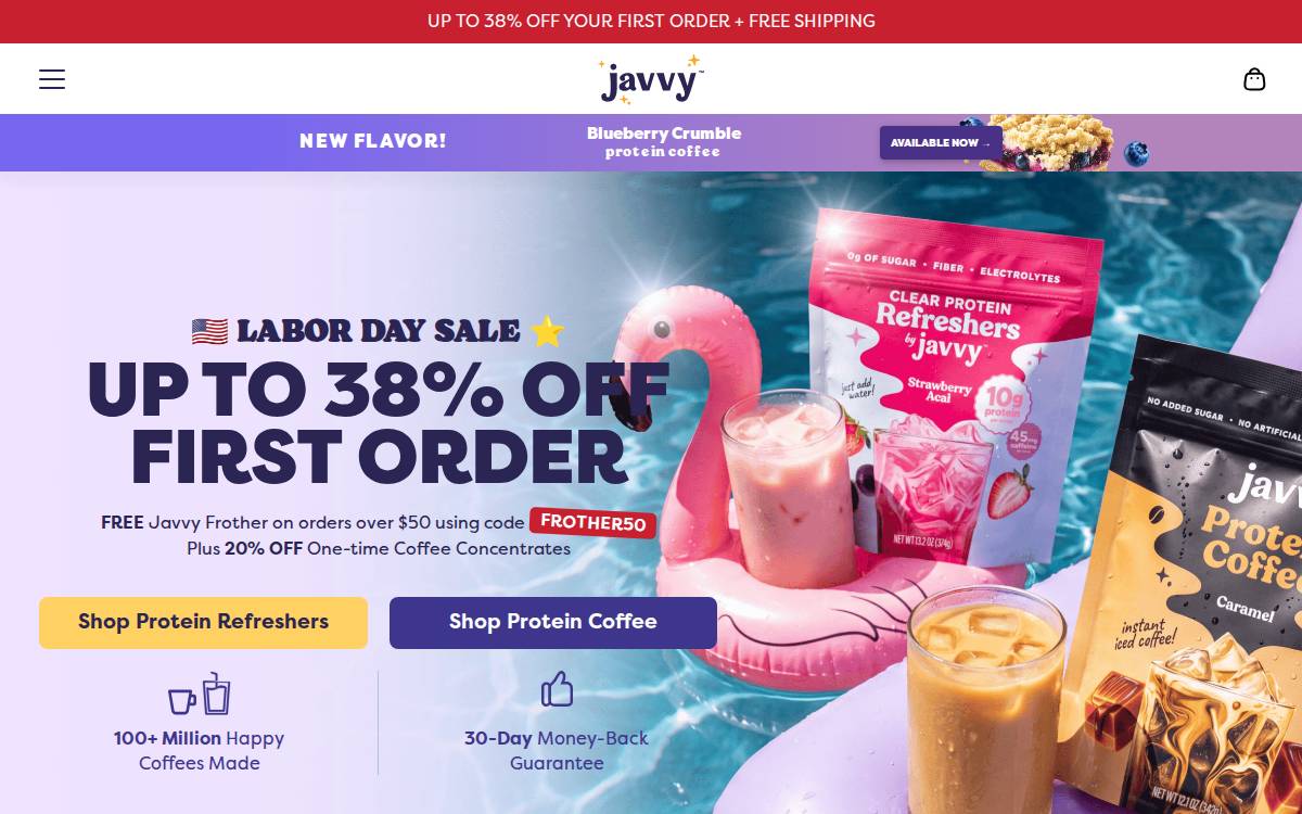 Javvycoffee website preview