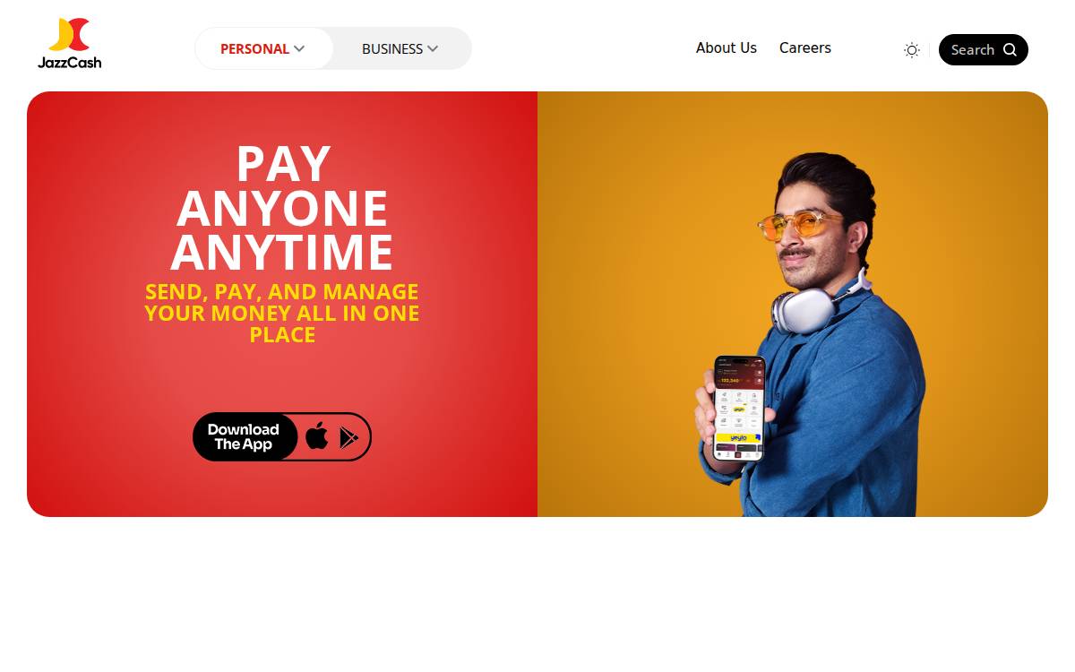 JazzCash website preview