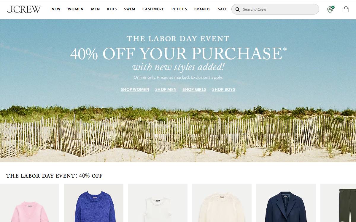 Jcrew website preview