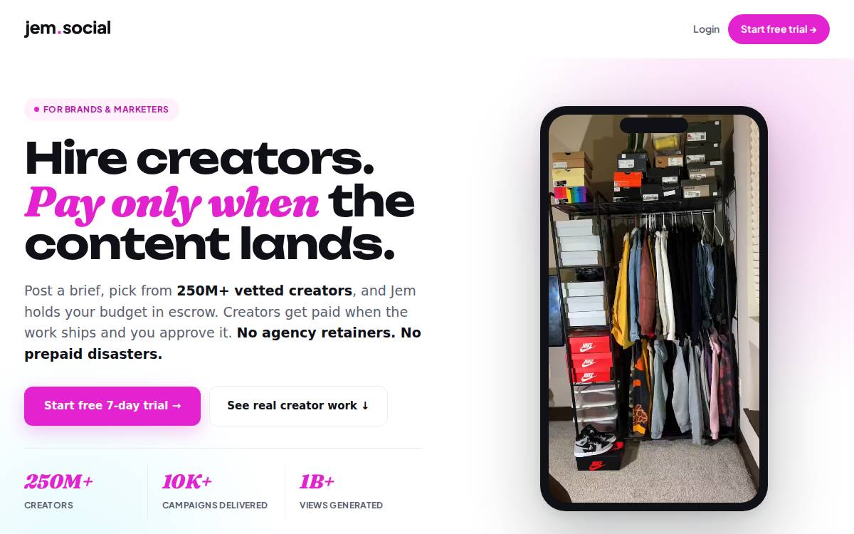 Jem Social website preview
