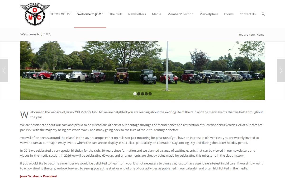 Jersey Old Motor Club website preview