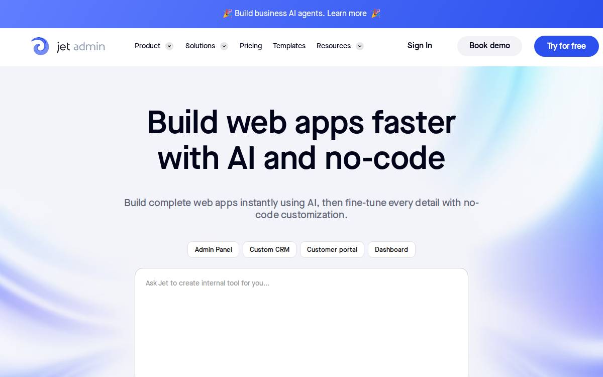 Jet Admin website preview